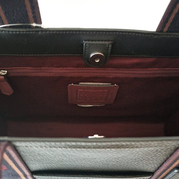 Coach CU997 Leather Web Smith Tote Crossbody Handbag Black Multi - Picture 7 of 7